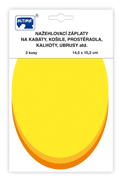 Nažehľovacie záplaty jednofarebné ovály 3 ks - žltá béžová oranžová